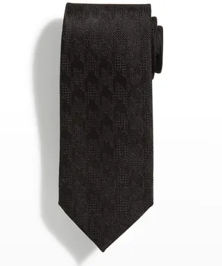 Men's Tonal Houndstooth Silk Tie