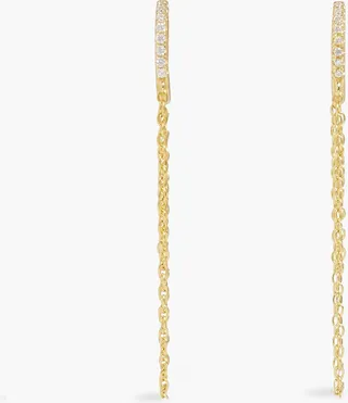 14-Karat Gold Vermeil Crystal Hoop Earrings