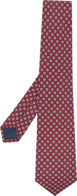 Geometric-Pattern Silk Tie