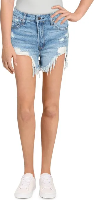 Sofie Womens Mom Distressed Denim Shorts