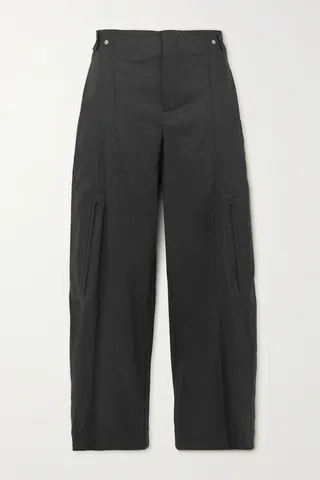 Vince - Pleated Linen-blend Straight-leg Cargo Pants - Black