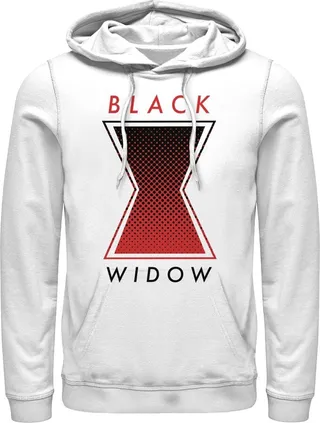 Men's Marvel Black Widow Gradient Logo Pull Over Hoodie - White - Small