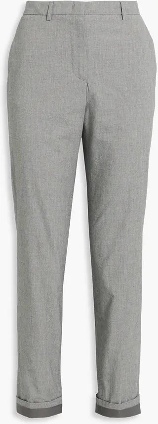 Cropped houndstooth cotton straight-leg pants