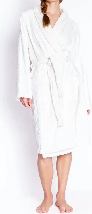 Cable Knit Robe in Ivory