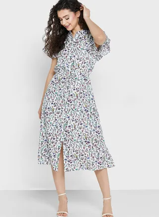Tiered Ruffle Sleeve Dress
