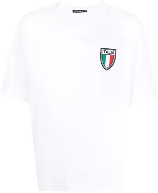 Italian flag-patch cotton T-shirt