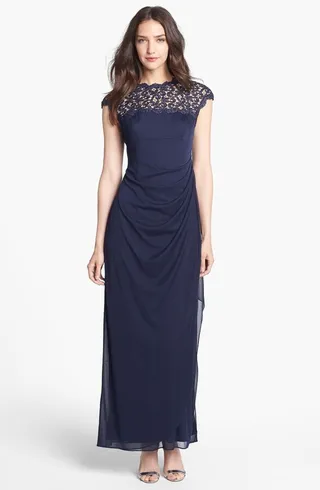Lace Ruffle Column Gown