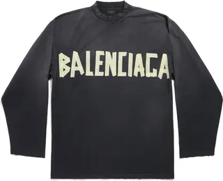 Tape Type Long Sleeve T-Shirt Oversized