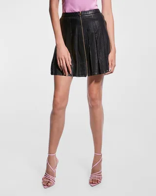 Rio Perforated Leather Mini Skirt
