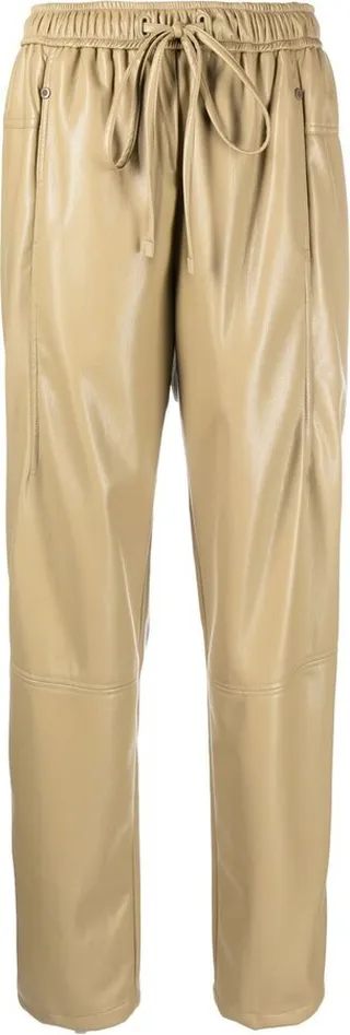 Faux Leather Drawstring-Fastening Trousers