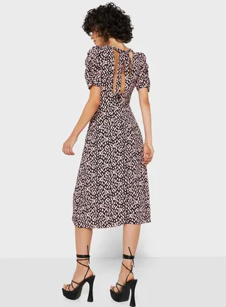 Tie Detail Printed Dress