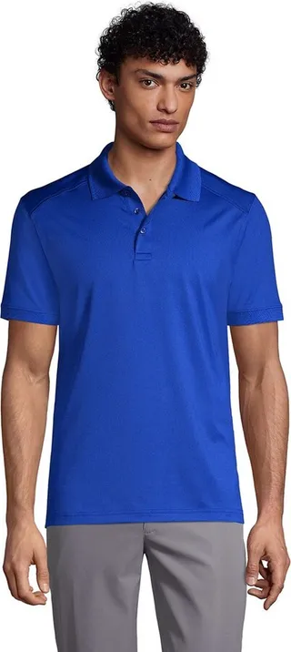 Lands' End School Uniform Men's Short Sleeve Rapid Dry Polo Shirt - Small - Cobalt