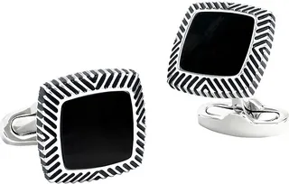 Black Onyx Square Brass Cufflinks