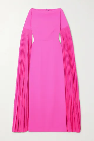 Solace London - Grace Crepe And Pleated Chiffon Gown - Pink