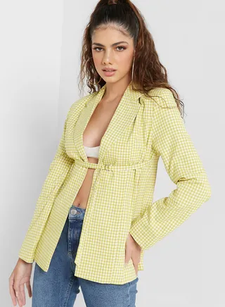 Tie Detail Printed Blazer