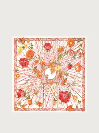 Ferragamo Women Vimini print silk foulard Pink