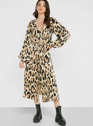 Tie Detail Printed Dress