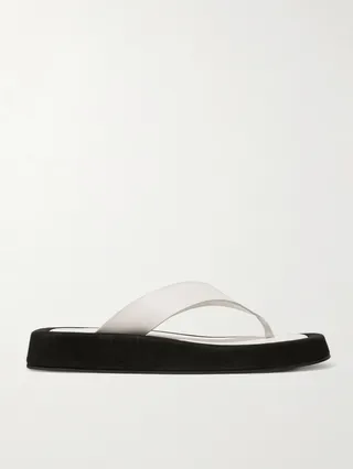 The Row - Ginza Two-tone Leather And Suede Platform Flip Flops - White