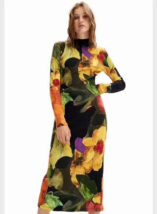 Floral Print Crew Neck Dress