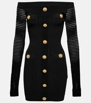 Off-shoulder knit minidress