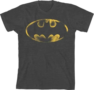 Batman Shadow Logo Boy’s Charcoal Heather T-shirt-Medium