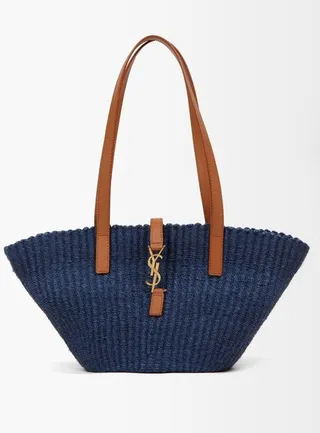 Pannier Leather-trim Faux-raffia Tote Bag