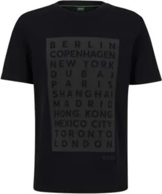 Cotton-jersey T-shirt with city artwork and rhinestone logo