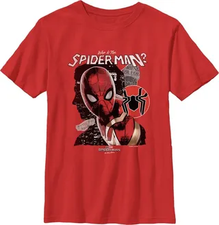 Boy's Marvel Spider-Man: No Way Home Who is the Spider-Man T-Shirt - Red - Medium