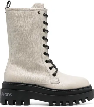 Lace-Up Leather Platform Boots