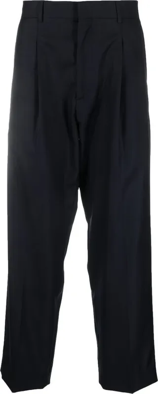Pleat-Detail Straight-Leg Trousers