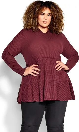 AVENUE | Women's Plus Size Nola Waffle Tunic - purple - 18W