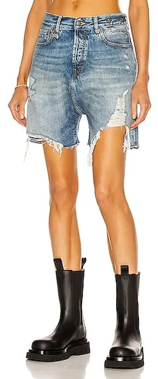 R13 Marky Drop Short in Denim-Medium