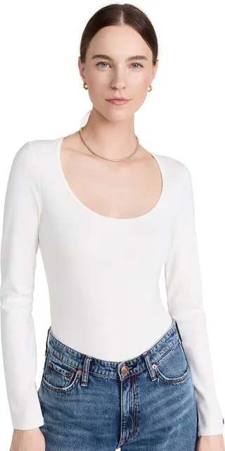 Rag & Bone Lily Scoop Neck Thong Bodysuit