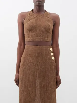 Jalo Linen-gauze Halterneck Top