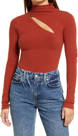 Slit Neck Sweater Bodysuit