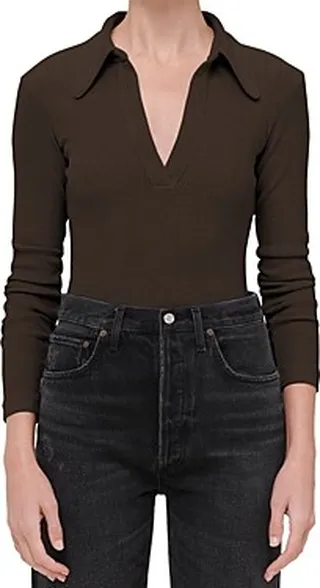 Citizens of Humanity Alba Ribbed Polo Shirt