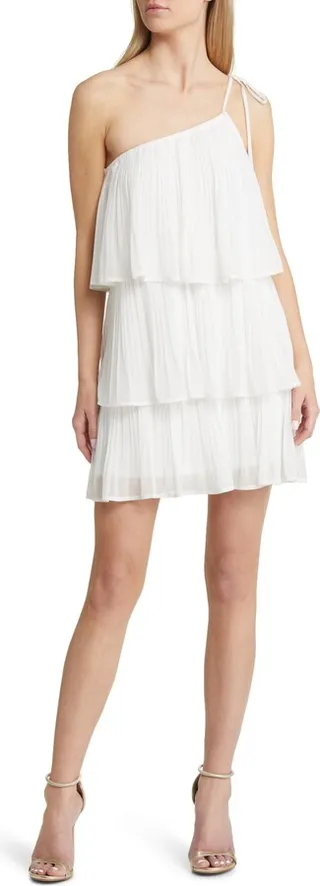 Blowing Kisses Tiered One-Shoulder Minidress
