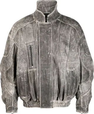 High-Neck Leather Jacket