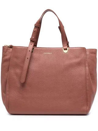 Logo-Lettering Leather Tote Bag