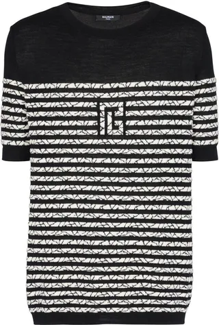 Black Towelling Stripe T-Shirt