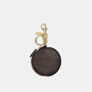 Coach Outlet Circular Coin Pouch Bag Charm In Signature Canvas
