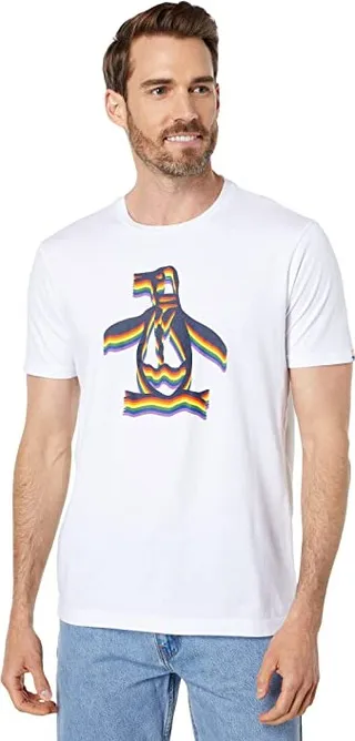 Original Penguin Knit Graph Pride Rain (Bright White) Men's T Shirt