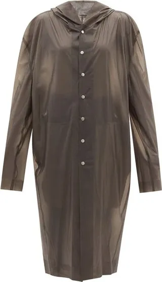 Hooded Rubber-coated Tulle Coat