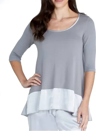 Kiki Three Quarter Loose Top in Dark Silver