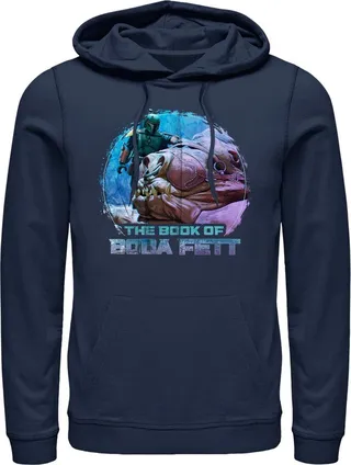 Men's Star Wars: The Book of Boba Fett Rancor and Boba Pull Over Hoodie - Navy Blue - Medium