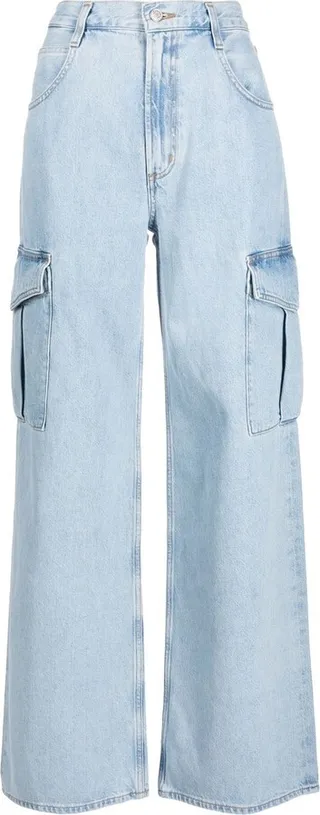 Wide-Leg Stonewashed Jeans