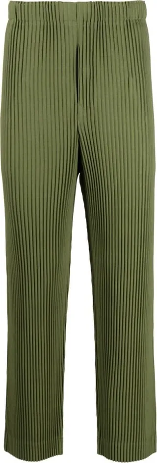 Pleated Straight-Leg Trousers