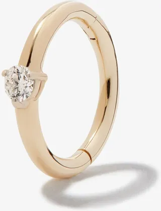 9K Yellow Gold Diamond Huggie Hoop Earring