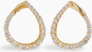 14-Karat Gold Vermeil Crystal Hoop Earrings