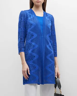 V-Neck Intarsia Knit Jacket
